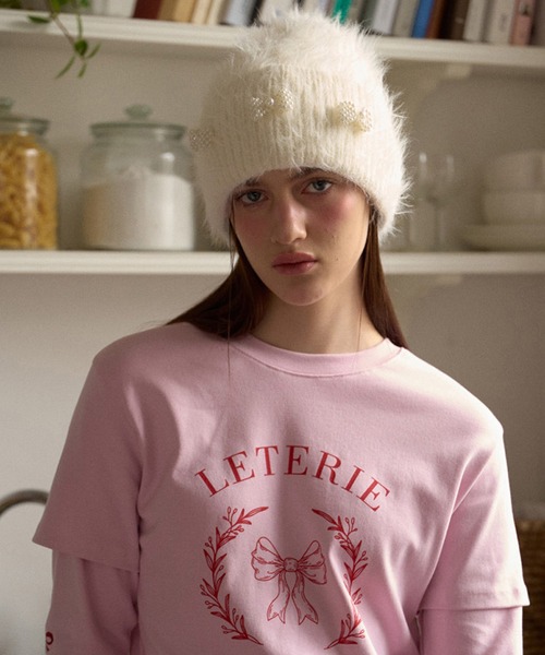 SANSeLF（サンセルフ）の「【SANSeLF】 パールリボンシャギーニットキャップ  ビーズアクセント フェミニン saa25a114（ニットキャップ/ビーニー・レディース・ブラック/ホワイト/ピンク・FREE）」の8枚目の写真