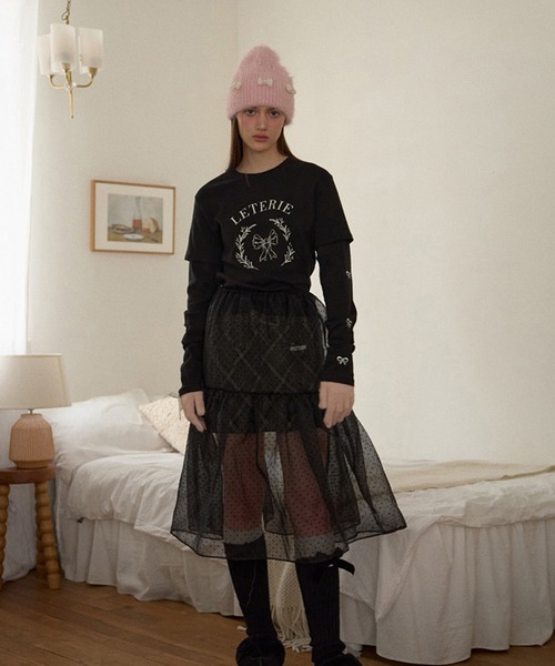 SANSeLF（サンセルフ）の「【SANSeLF】 パールリボンシャギーニットキャップ  ビーズアクセント フェミニン saa25a114（ニットキャップ/ビーニー・レディース・ブラック/ホワイト/ピンク・FREE）」の11枚目の写真