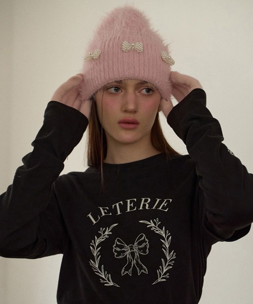SANSeLF（サンセルフ）の「【SANSeLF】 パールリボンシャギーニットキャップ  ビーズアクセント フェミニン saa25a114（ニットキャップ/ビーニー・レディース・ブラック/ホワイト/ピンク・FREE）」の13枚目の写真