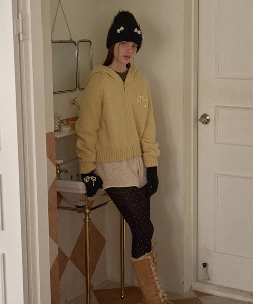 SANSeLF（サンセルフ）の「【SANSeLF】 パールリボンシャギーニットキャップ  ビーズアクセント フェミニン saa25a114（ニットキャップ/ビーニー・レディース・ブラック/ホワイト/ピンク・FREE）」の16枚目の写真