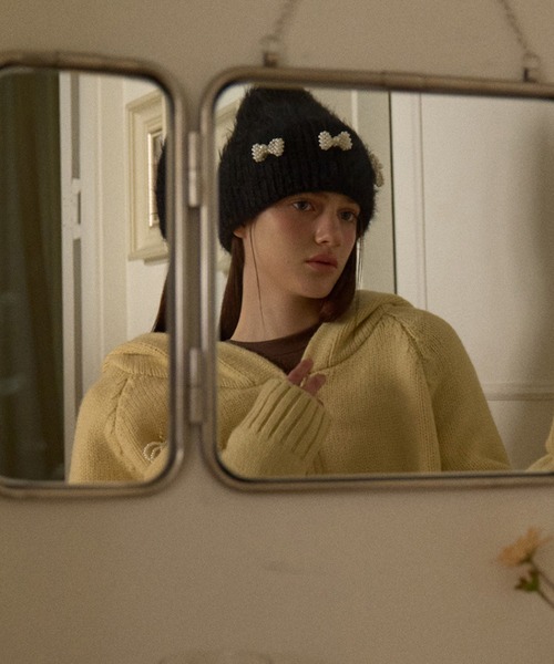 SANSeLF（サンセルフ）の「【SANSeLF】 パールリボンシャギーニットキャップ  ビーズアクセント フェミニン saa25a114（ニットキャップ/ビーニー・レディース・ブラック/ホワイト/ピンク・FREE）」の19枚目の写真