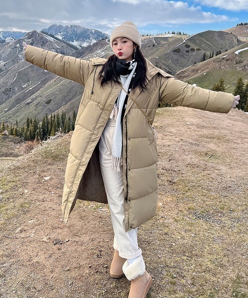 セール】フード付きロングダウンジャケット（ダウンジャケット/コート