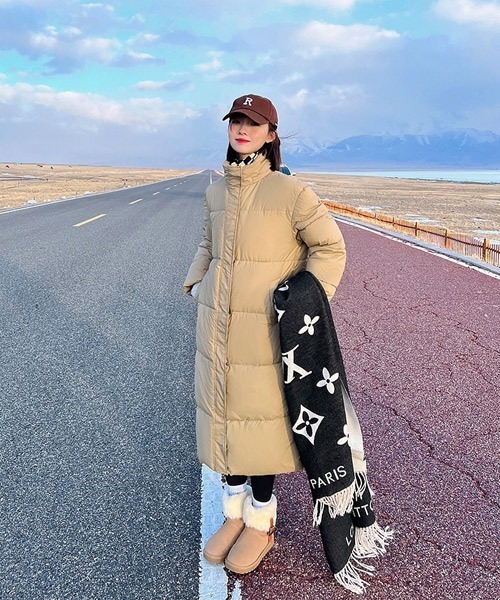 フード付きロングダウンジャケット（ダウンジャケット/コート