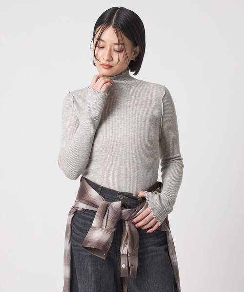 A DAY IN THE LIFE UNITED ARROWS(アデイインザライフユナイテッドアローズ)の「リブ ラメメロー ハイネックニット <A DAY IN THE LIFE>(ニット/セーター・レディース・ブラック/モカ/ライトグレー/ベージュ/その他1・FREE)」の3枚目の写真