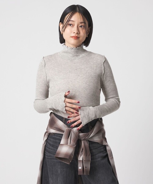 A DAY IN THE LIFE UNITED ARROWS(アデイインザライフユナイテッドアローズ)の「リブ ラメメロー ハイネックニット <A DAY IN THE LIFE>(ニット/セーター・レディース・ブラック/モカ/ライトグレー/ベージュ/その他1・FREE)」の6枚目の写真
