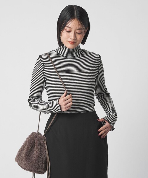 A DAY IN THE LIFE UNITED ARROWS(アデイインザライフユナイテッドアローズ)の「リブ ラメメロー ハイネックニット <A DAY IN THE LIFE>(ニット/セーター・レディース・ブラック/モカ/ライトグレー/ベージュ/その他1・FREE)」の9枚目の写真