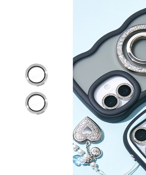 Hamee(ハミィ)の「iPhone 17/16/16 Plus 専用 カメラレンズ保護カバー(ラインストーン)(スマホグッズ・レディース・ブラック/シルバー/ゴールド・16/17)」の2枚目の写真