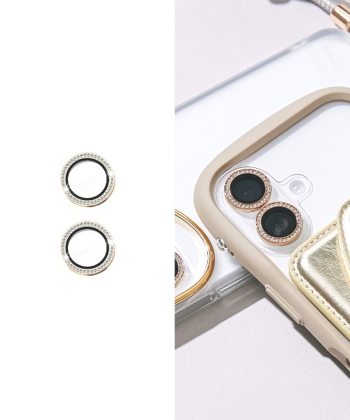 Hamee(ハミィ)の「iPhone 17/16/16 Plus 専用 カメラレンズ保護カバー(ラインストーン)(スマホグッズ・レディース・ブラック/シルバー/ゴールド・16/17)」の3枚目の写真