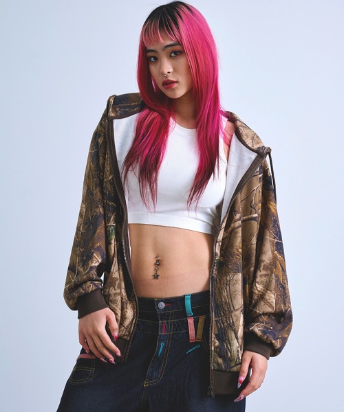 Revo.(レボ)の「リアルツリーカモ デジタルプリント ジップ フーディー ツリーカモ 裏毛 スウェット ジップパーカー(パーカー・メンズ・リアルツリーカモ/グレー系カモフラージュ・L/M)」の14枚目の写真