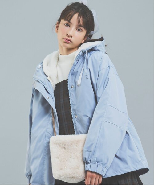 pom ponette junior(ポンポネットジュニア)の「フェイクファーミニショルダーバッグ(ショルダーバッグ・キッズ・ブルーグレー/ライトピンク/アイボリー・F)」の2枚目の写真