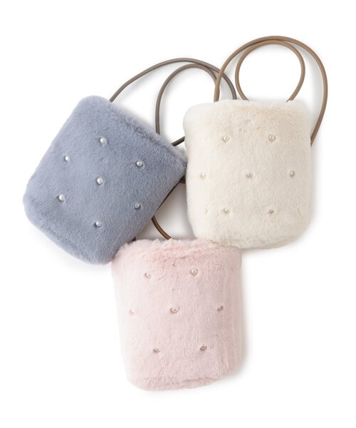 pom ponette junior(ポンポネットジュニア)の「フェイクファーミニショルダーバッグ(ショルダーバッグ・キッズ・ブルーグレー/ライトピンク/アイボリー・F)」の7枚目の写真