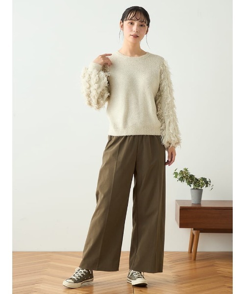 HARUYAMA（ハルヤマ）の「【WEB限定】ラメフリンジスリーブ FURRY（ニット/セーター・レディース・チャコールグレー/オフホワイト/サックスブルー・F）」の15枚目の写真