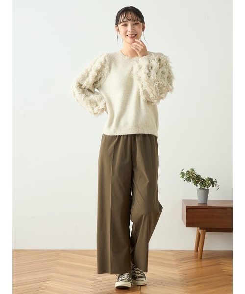 HARUYAMA（ハルヤマ）の「【WEB限定】ラメフリンジスリーブ FURRY（ニット/セーター・レディース・チャコールグレー/オフホワイト/サックスブルー・F）」の16枚目の写真