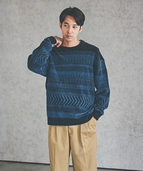 BAYFLOW(ベイフロー)の「MELLOW SHADEプルオーバー(ニット/セーター・メンズ・イエロー/その他2/ブルーグリーン/スモーク/その他1・MEDIUM/LARGE)」の5枚目の写真