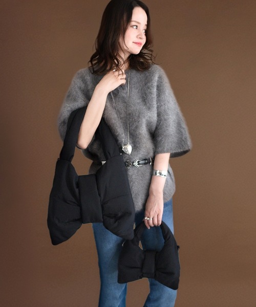 U(ユー)の「Nuage【ニュアージュ】リボントートバッグ(トートバッグ・レディース・ブラウン/ゴールド/ブラック・FREE)」の5枚目の写真