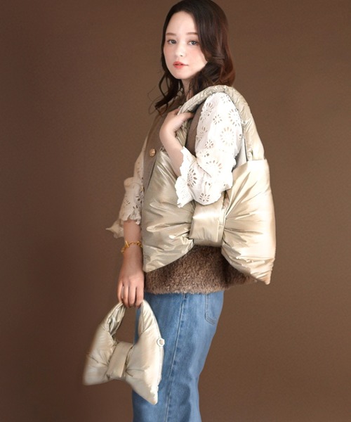 U(ユー)の「Nuage【ニュアージュ】リボントートバッグ(トートバッグ・レディース・ブラウン/ゴールド/ブラック・FREE)」の22枚目の写真