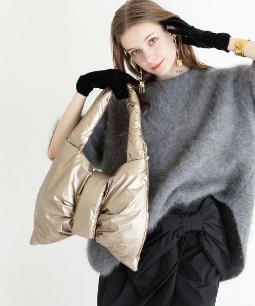 U(ユー)の「Nuage【ニュアージュ】リボントートバッグ(トートバッグ・レディース・ブラウン/ゴールド/ブラック・FREE)」の17枚目の写真