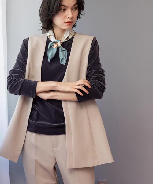 OPAQUE.CLIP（オペークドットクリップ）の「ペプラムジレ/セットアップ対応可【洗濯機OK】（ベスト・レディース・ブラック/ベージュ・40/38/36/42）」の12枚目の写真