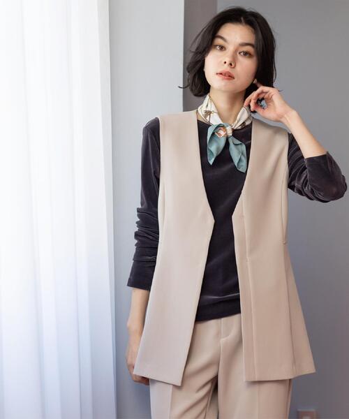 OPAQUE.CLIP（オペークドットクリップ）の「ペプラムジレ/セットアップ対応可【洗濯機OK】（ベスト・レディース・ブラック/ベージュ・40/38/36/42）」の14枚目の写真