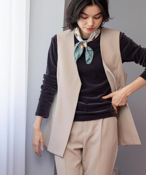 OPAQUE.CLIP（オペークドットクリップ）の「ペプラムジレ/セットアップ対応可【洗濯機OK】（ベスト・レディース・ブラック/ベージュ・40/38/36/42）」の15枚目の写真