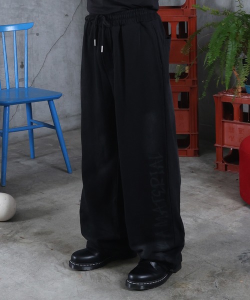 ILL'S（イルズ）の「スウェットパンツ 汚れ加工 プリント メンズ レディース ユニセックス（スウェットパンツ・メンズ・ブラック/アイボリー・M/L）」の4枚目の写真