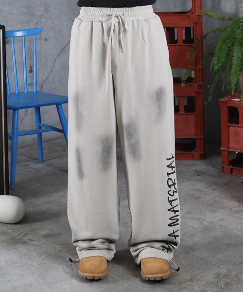 ILL'S（イルズ）の「スウェットパンツ 汚れ加工 プリント メンズ レディース ユニセックス（スウェットパンツ・メンズ・ブラック/アイボリー・M/L）」の6枚目の写真