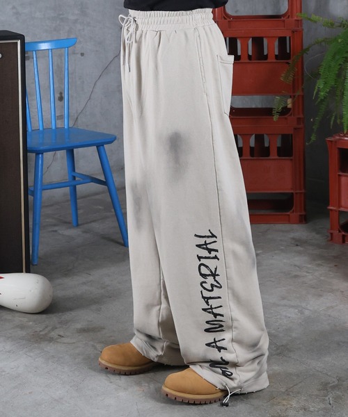 ILL'S（イルズ）の「スウェットパンツ 汚れ加工 プリント メンズ レディース ユニセックス（スウェットパンツ・メンズ・ブラック/アイボリー・M/L）」の7枚目の写真