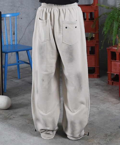 ILL'S（イルズ）の「スウェットパンツ 汚れ加工 プリント メンズ レディース ユニセックス（スウェットパンツ・メンズ・ブラック/アイボリー・M/L）」の8枚目の写真