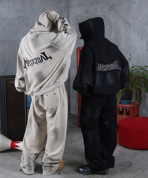 ILL'S（イルズ）の「スウェットパンツ 汚れ加工 プリント メンズ レディース ユニセックス（スウェットパンツ・メンズ・ブラック/アイボリー・M/L）」の13枚目の写真