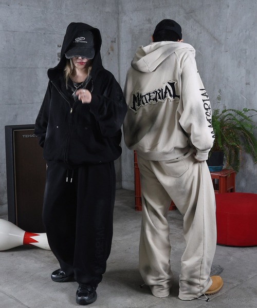 ILL'S（イルズ）の「スウェットパンツ 汚れ加工 プリント メンズ レディース ユニセックス（スウェットパンツ・メンズ・ブラック/アイボリー・M/L）」の16枚目の写真