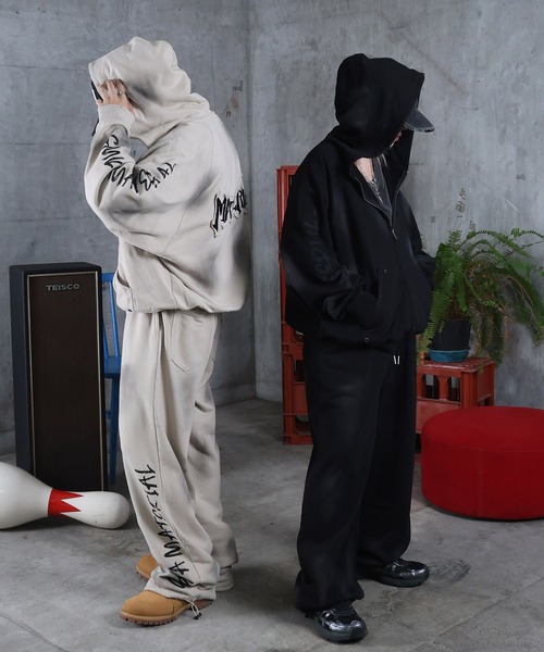 ILL'S（イルズ）の「スウェットパンツ 汚れ加工 プリント メンズ レディース ユニセックス（スウェットパンツ・メンズ・ブラック/アイボリー・M/L）」の18枚目の写真