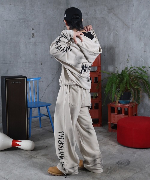 ILL'S（イルズ）の「スウェットパンツ 汚れ加工 プリント メンズ レディース ユニセックス（スウェットパンツ・メンズ・ブラック/アイボリー・M/L）」の10枚目の写真