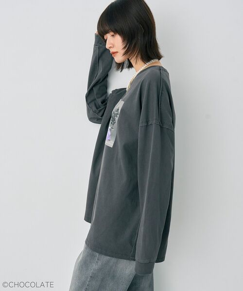 YECCA VECCA（イェッカヴェッカ）の「Whippi&WrappiプリントロンTee②（Tシャツ/カットソー・レディース・アイボリー/チャコールグレー・FREE）」の7枚目の写真