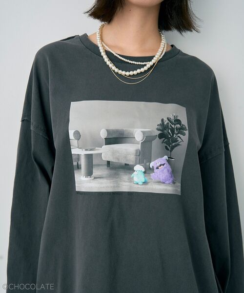 YECCA VECCA（イェッカヴェッカ）の「Whippi&WrappiプリントロンTee②（Tシャツ/カットソー・レディース・アイボリー/チャコールグレー・FREE）」の9枚目の写真