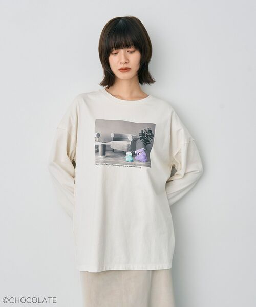 YECCA VECCA（イェッカヴェッカ）の「Whippi&WrappiプリントロンTee②（Tシャツ/カットソー・レディース・アイボリー/チャコールグレー・FREE）」の12枚目の写真