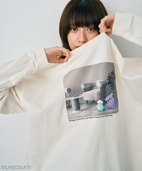 YECCA VECCA（イェッカヴェッカ）の「Whippi&WrappiプリントロンTee②（Tシャツ/カットソー・レディース・アイボリー/チャコールグレー・FREE）」の19枚目の写真