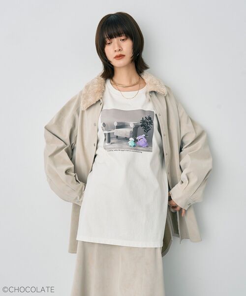 YECCA VECCA（イェッカヴェッカ）の「Whippi&WrappiプリントロンTee②（Tシャツ/カットソー・レディース・アイボリー/チャコールグレー・FREE）」の21枚目の写真