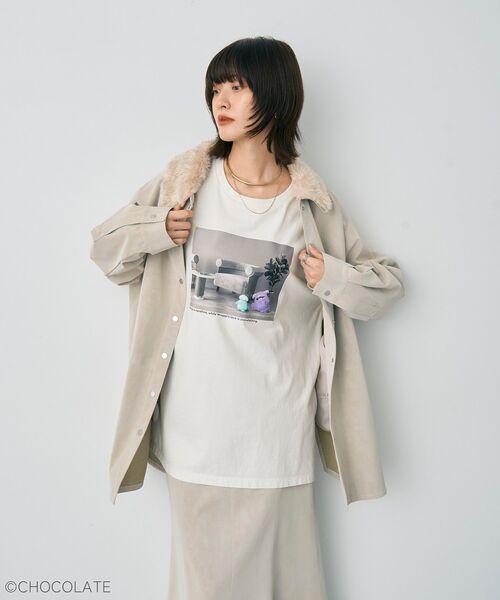 YECCA VECCA（イェッカヴェッカ）の「Whippi&WrappiプリントロンTee②（Tシャツ/カットソー・レディース・アイボリー/チャコールグレー・FREE）」の22枚目の写真