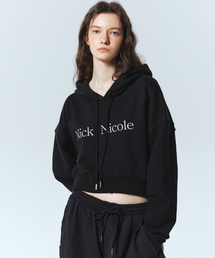 NICOLE LOGO CROP HOODY_BLACK