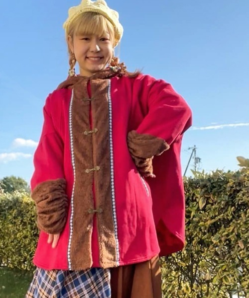 チャイハネ（チャイハネ）の「【チャイハネ】カラカパフードジャケット（その他アウター・レディース・グリーン/レッド/ホワイト・FREE）」の3枚目の写真