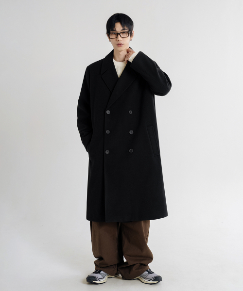 LEMAIN SECOND（リメインセカンド）の「WOOL BLEND OVERFIT DOUBLE COAT [BLACK]（チェスターコート・メンズ・その他・MEDIUM/LARGE/X-LARGE）」の2枚目の写真