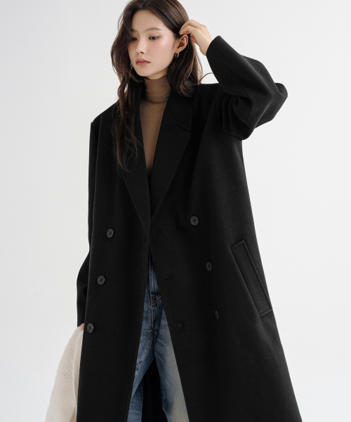LEMAIN SECOND（リメインセカンド）の「WOOL BLEND OVERFIT DOUBLE COAT [BLACK]（チェスターコート・メンズ・その他・MEDIUM/LARGE/X-LARGE）」の4枚目の写真