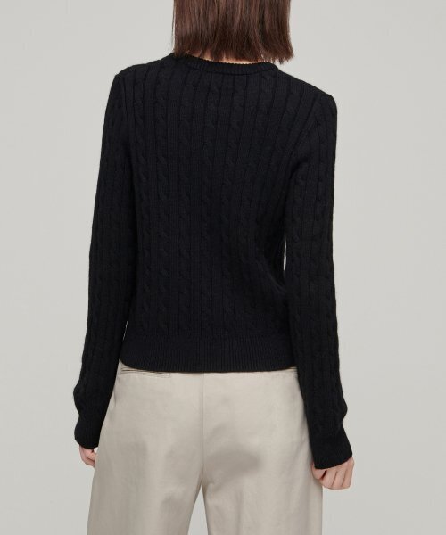 MUSINSA STANDARD WOMAN（ムシンサスタンダードウーマン）の「ウィメンズアンゴラブレンドケーブルクルーネックニット[ブラック]（ニット/セーター・レディース・その他・SMALL/MEDIUM/LARGE/X-SMALL）」の3枚目の写真