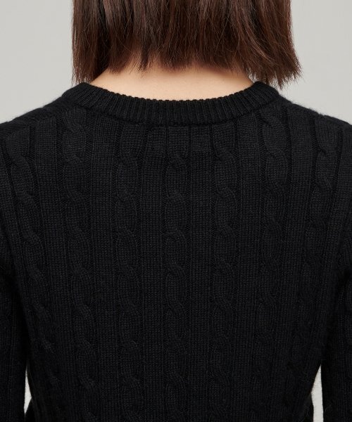 MUSINSA STANDARD WOMAN（ムシンサスタンダードウーマン）の「ウィメンズアンゴラブレンドケーブルクルーネックニット[ブラック]（ニット/セーター・レディース・その他・SMALL/MEDIUM/LARGE/X-SMALL）」の5枚目の写真