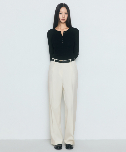 MUSINSA STANDARD WOMAN（ムシンサスタンダードウーマン）の「ウィメンズウエストバンドレスワイドスラックス[クリーム]（スラックス・レディース・その他・34/32/30/31/24/25/26/27/28/29）」の3枚目の写真