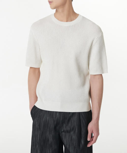 MUSINSA STANDARD（ムシンサスタンダード）の「クロシェクルーネック半袖ニット[アイボリー]（ニット/セーター・メンズ・その他・XX-LARGE/LARGE/MEDIUM/SMALL/X-LARGE）」の2枚目の写真