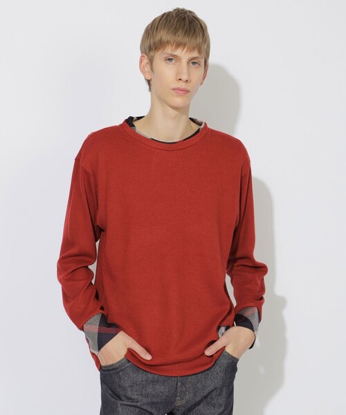 CB CRESTBRIDGE（シービークレストブリッジ）の「ニットライクカットプルオーバー（Tシャツ/カットソー・レディース・レッド/ブラック/オフホワイト・1/2/3）」の3枚目の写真