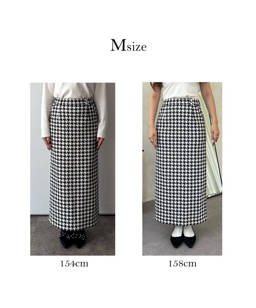 prose verse（プロズヴェール）の「スーパーストレッチ起毛チェックナロースカート（スカート・レディース・ブラック系その他・MEDIUM/PL/PM/LARGE）」の2枚目の写真