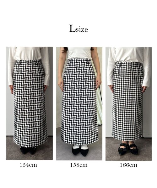 prose verse（プロズヴェール）の「スーパーストレッチ起毛チェックナロースカート（スカート・レディース・ブラック系その他・MEDIUM/PL/PM/LARGE）」の3枚目の写真
