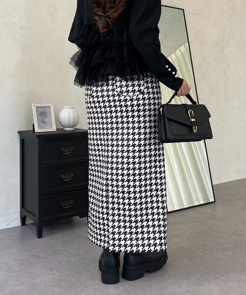 prose verse（プロズヴェール）の「スーパーストレッチ起毛チェックナロースカート（スカート・レディース・ブラック系その他・MEDIUM/PL/PM/LARGE）」の9枚目の写真